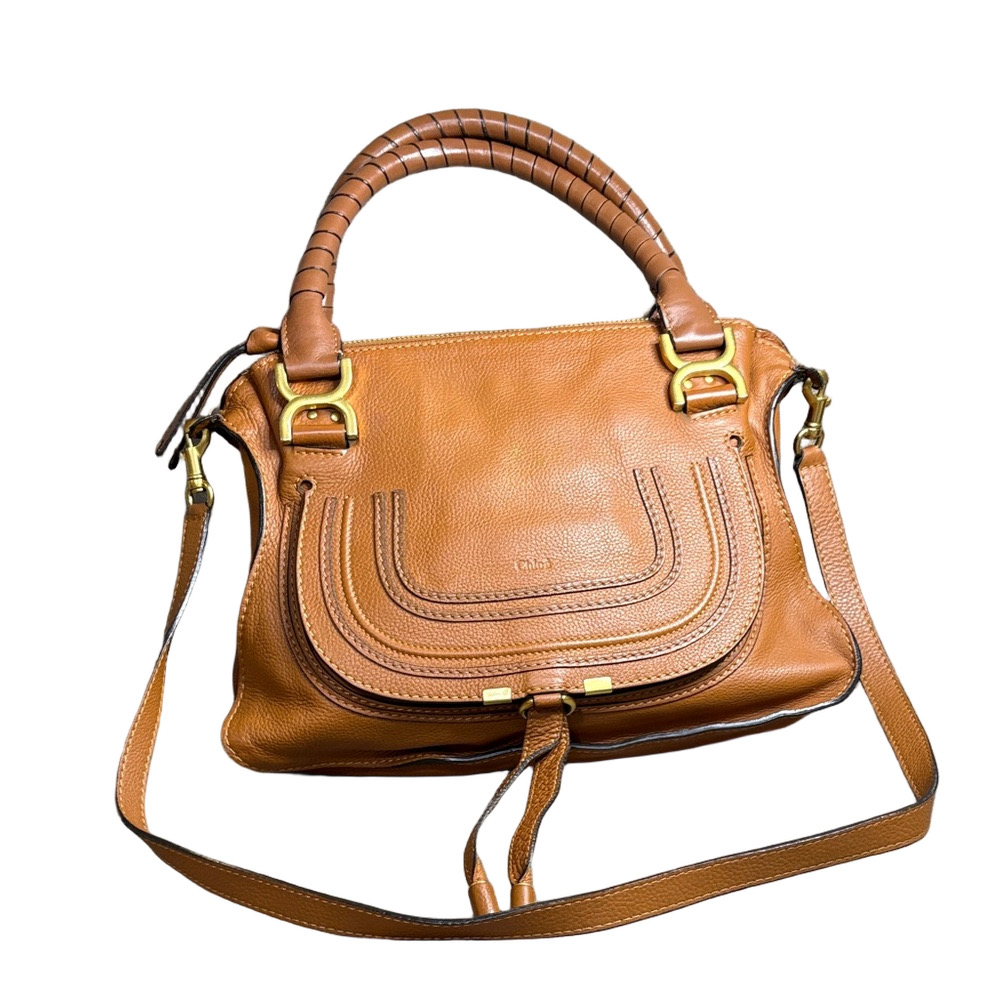 Chloe Marcie Medium Leather Satchel Crossbody Bag w/ Detachable Strap Authentic - Picture 1 of 10